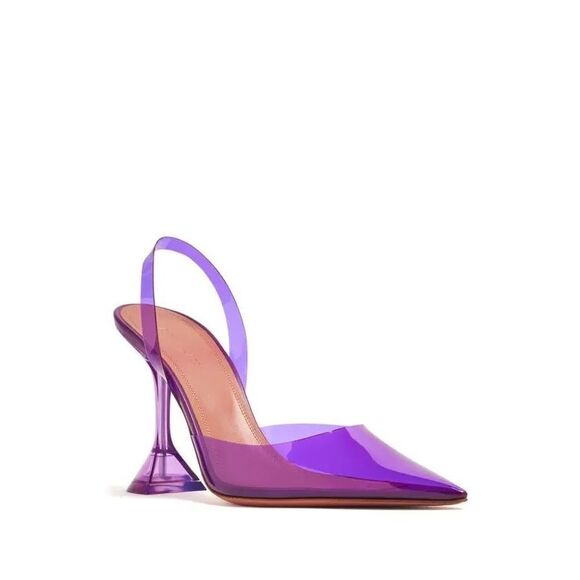 AMINA MUADDI  Holli Glass 95mm Slingback Pumps EU37.5/7.5 $760 - Picture 2 of 14